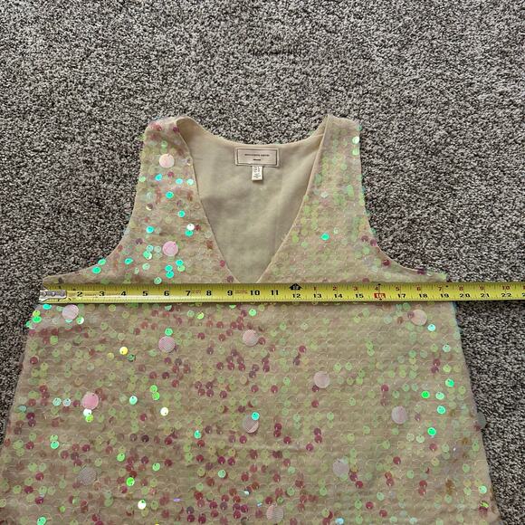 Moulinette Soeurs Anthropologie cream sequin v-neck tank top size 6 - Picture 10 of 12